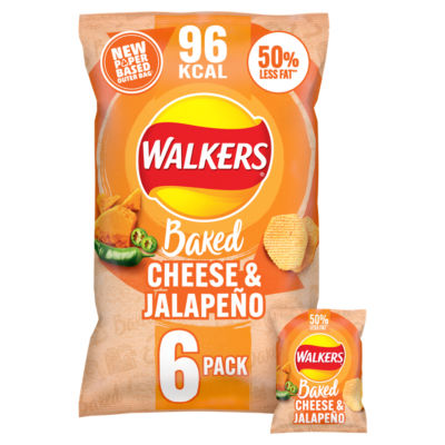 Walkers baked cheese & jalapeño crisps 6 x 22g (British brand)