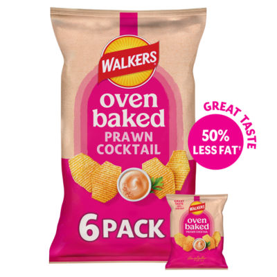 ASDA Walkers Baked Prawn Cocktail Multipack Crisps 6 x 22g- Buy online at McGrocer