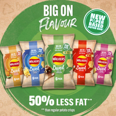 Walkers Baked Salt & Vinegar Crisps 6 x 22g Multipack (British brand)