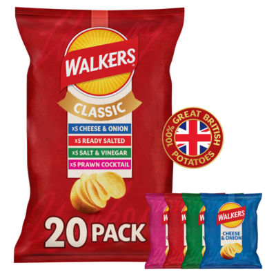 ASDA Walkers Classic Variety Multipack Potato Crisps 20 x 25g- Buy online at McGrocer