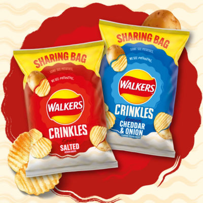 Walkers Crinkles Simply Salted crisps 140g (British brand)