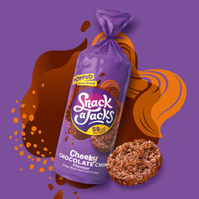 Snack A Jacks chocolate chip rice cakes 180g, imported from the UK