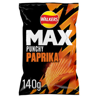 Walkers Max Punchy Paprika sharing crisps 140g, UK version