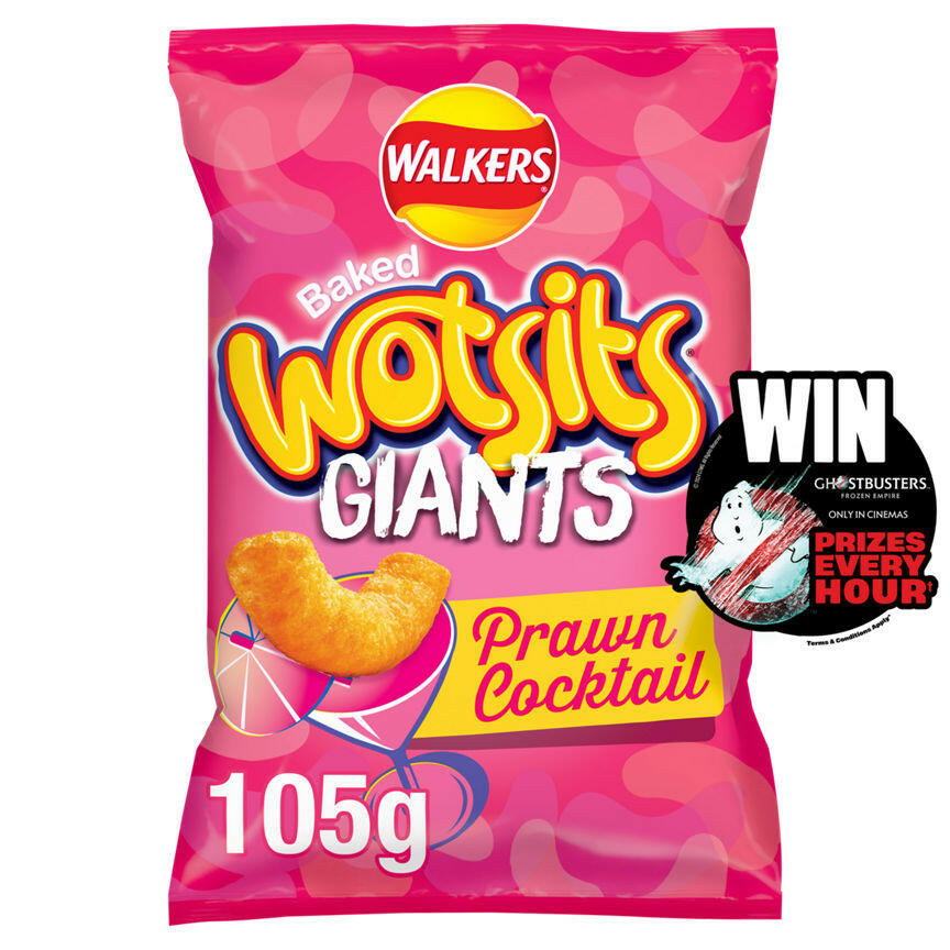 Walkers Wotsits Giants Prawn Cocktail Sharing Snacks Crisps 105g GOODS ASDA