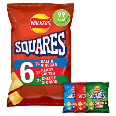 Walkers Squares crisps variety multipack 6x22g (British brand)