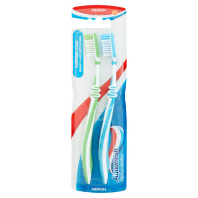 Aquafresh Clean Control Medium toothbrush twin pack, imported from the UK