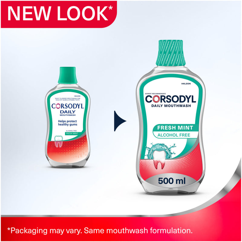 Corsodyl Alcohol Free Fresh Mint Mouthwash 500ml - British product