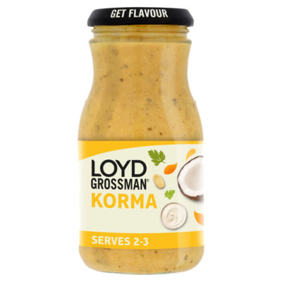 Loyd Grossman Indian Korma Curry Cooking Sauce 350g, UK version
