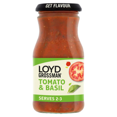 Loyd Grossman Tomato and Basil pasta sauce 350g, imported from the UK