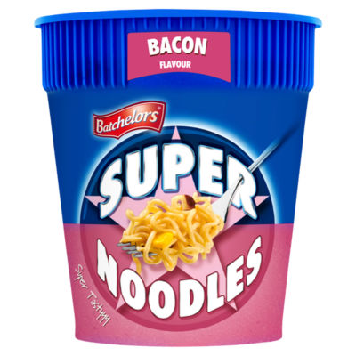 Batchelors Super Noodles bacon flavour instant noodle pot 75g - British product