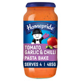 Homepride pasta bake sauce tomato garlic and chilli 485g, UK version