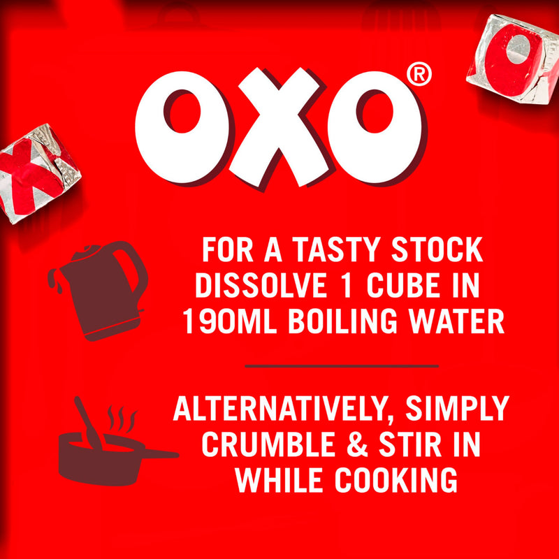 Oxo reduced salt beef stock cubes 142g, imported from the UK