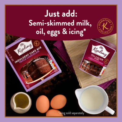 Mr Kipling triple chocolate cake mix 416g, imported from the UK