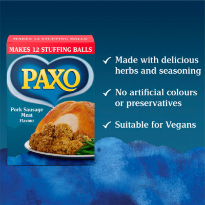 Paxo stuffing mix pork sausage flavour 170g, imported from the UK