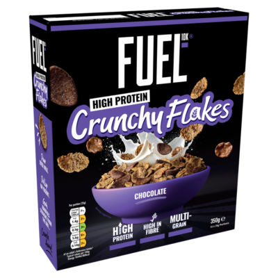FUEL10K chocolate multigrain flakes breakfast cereal 350g, UK version