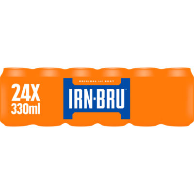 IRN-BRU regular soft drink 24x330ml, imported from the UK