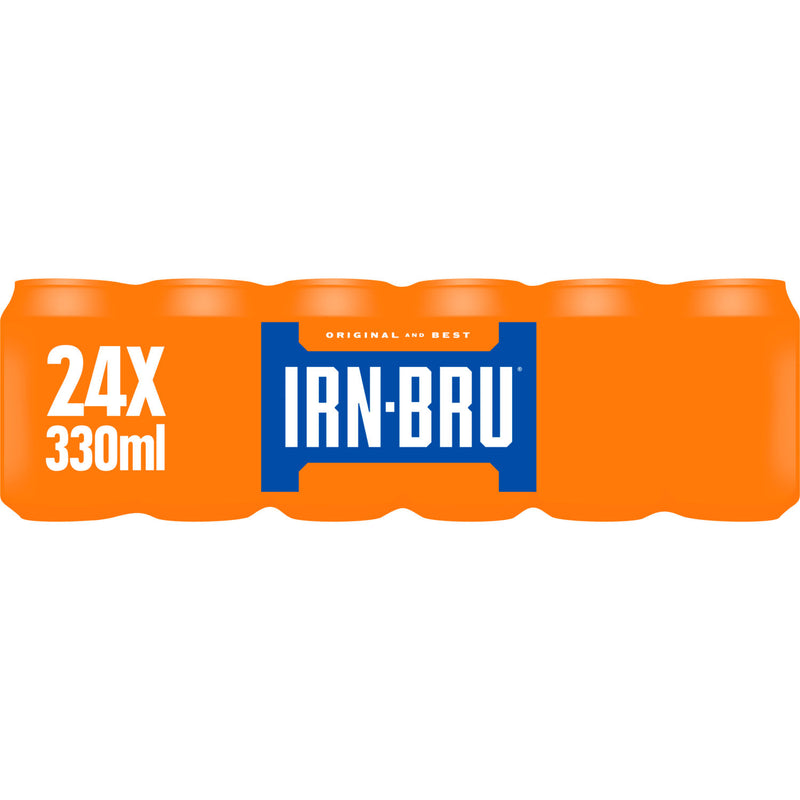 IRN-BRU regular soft drink 24x330ml, imported from the UK