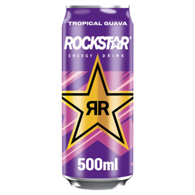 Rockstar energy drink tropical guava 500ml, imported from the UK