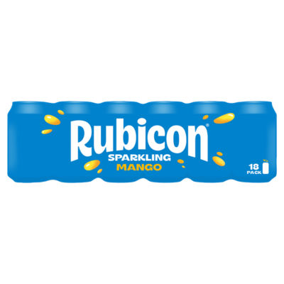Rubicon sparkling mango juice soft drink 18 x 330ml cans, imported from the UK