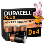 ASDA Duracell Plus D Alkaline Batteries 4 Pack- Buy online at McGrocer