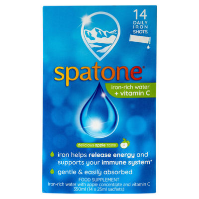 Spatone iron shots apple supplement 14 x 25ml sachets (British brand)