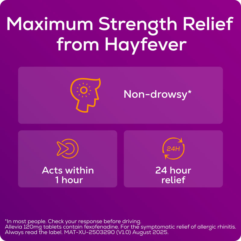 Allevia 120mg hayfever tablets 15 pack, UK version