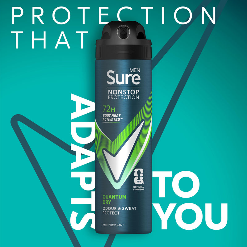 Sure Men Quantum Dry antiperspirant deodorant 150ml, imported from the UK
