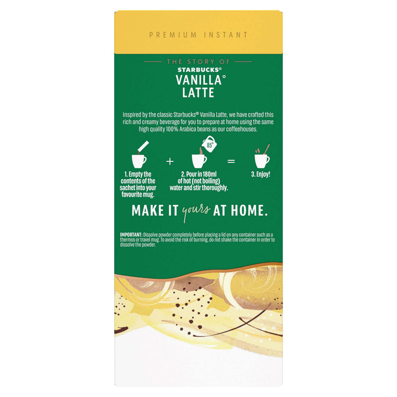 Starbucks vanilla latte instant coffee sachets 5 x 21.5g (British brand)