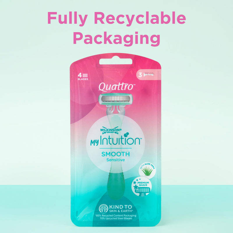 Wilkinson Sword Intuition Quattro women's disposable razors x4, UK version
