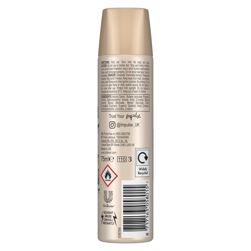 Impulse Hint of Musk body spray deodorant 75ml, imported from the UK