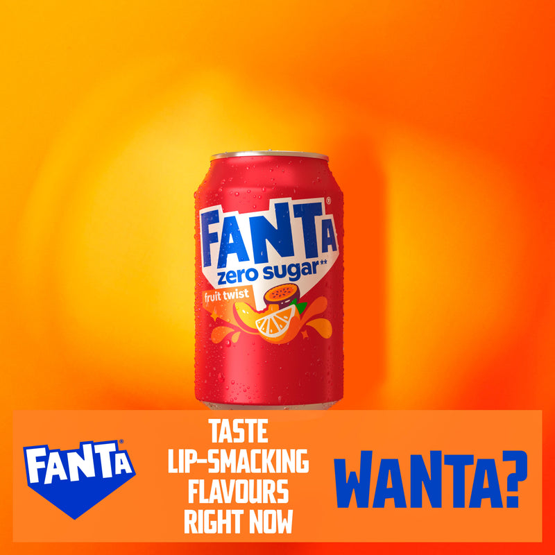 Fanta Fruit Twist Zero mixed fruit fizzy drink 8x330ml - British product