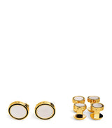 Harrods Tateossian Thompson Gold-Plated Mother-Of-Pearl Cufflinks and Studs Set- Buy online at McGrocer