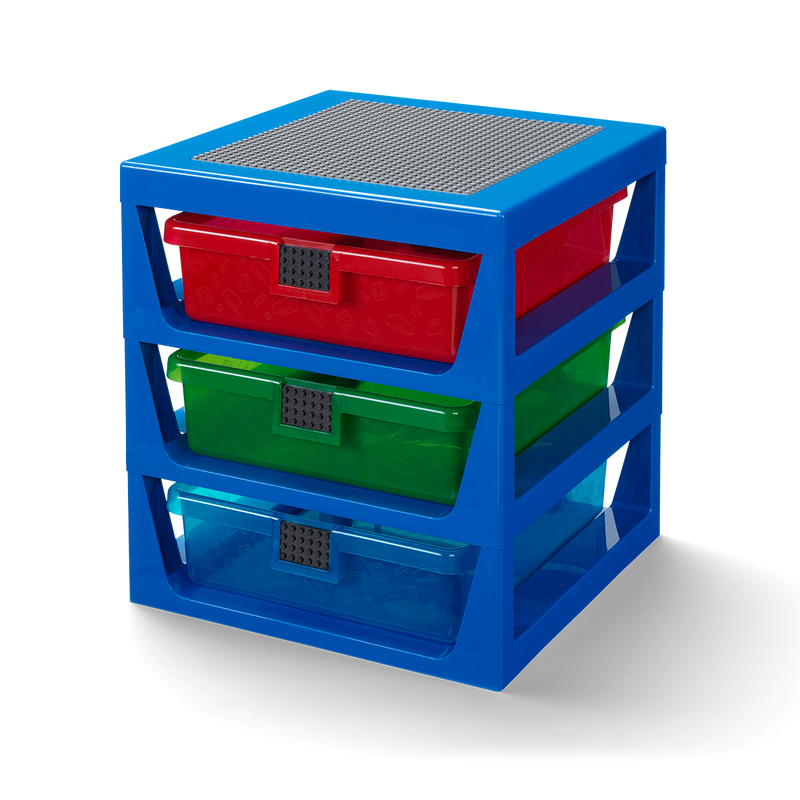 LEGO Storage Rack 3 Drawer Transparent Blue 37cm imported from the UK