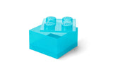 LEGO light blue clear brick-shaped storage box, UK version