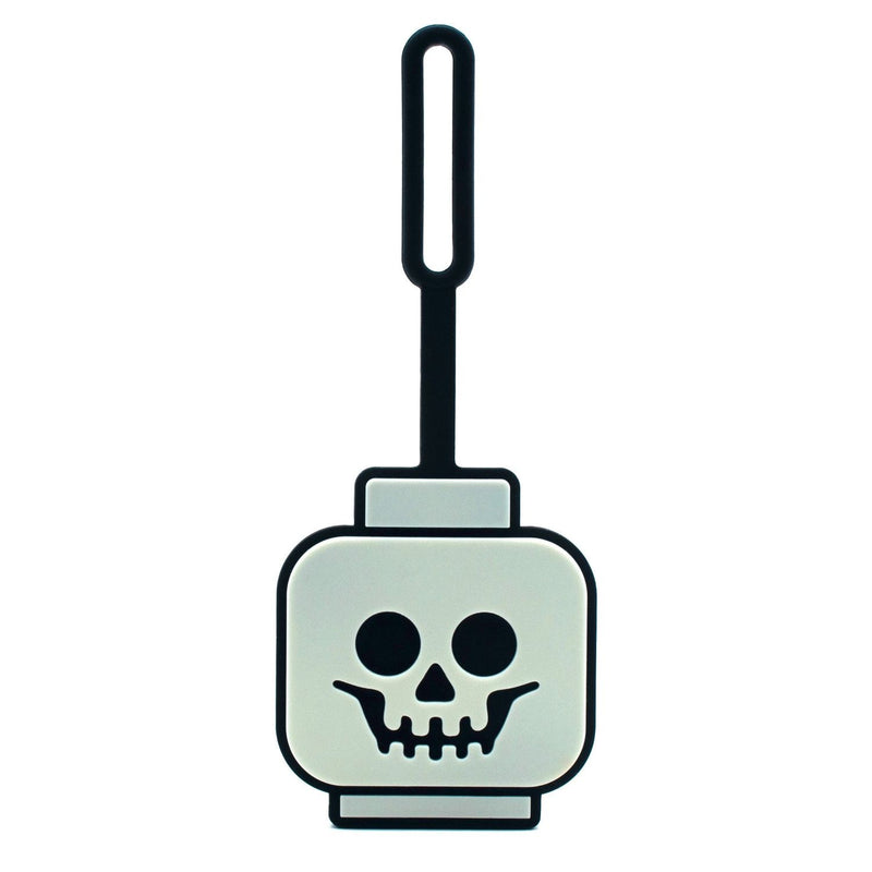 LEGO glow-in-the-dark skeleton bag tag, UK version