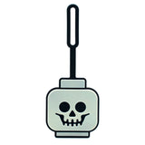 LEGO glow-in-the-dark skeleton bag tag, UK version