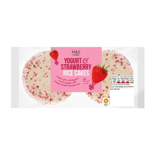 M&S yogurt and strawberry rice cakes 112g, imported from the UK