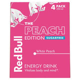 Red Bull Sugar Free Peach energy drink 4x250ml, imported from the UK