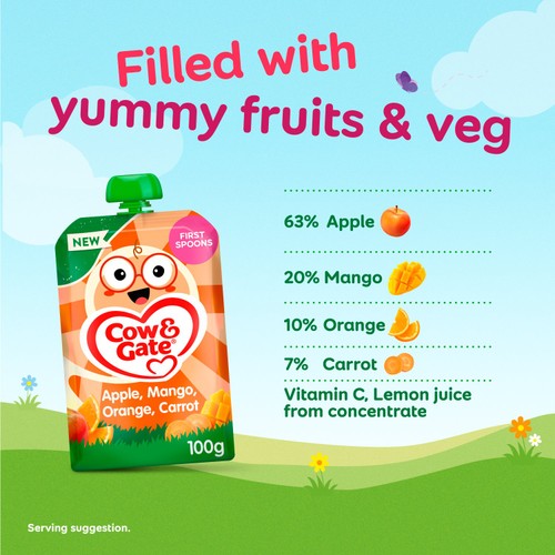Cow Gate Fruit Pouch Apple Mango Orange Carrot Baby Food 4 Months