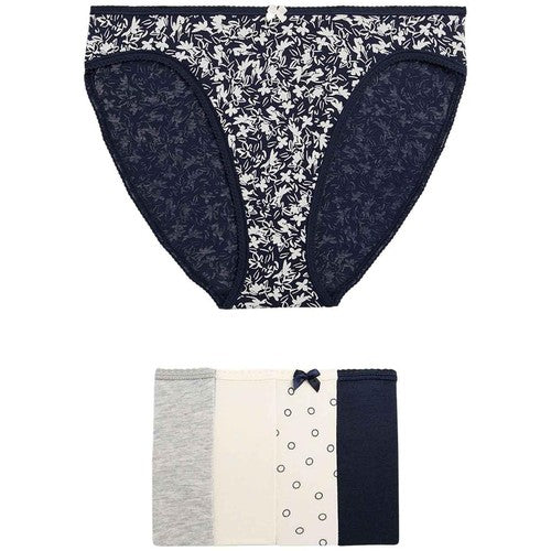 M&S Womens Cotton Lycra High Leg Knickers, 14, Grey Mix