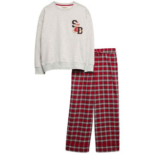Women's Regular Fit Cotton Pyjama Set with Checked Design, Size 10, Grey