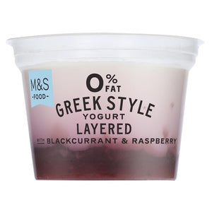 0% Fat Greek Style Live Yogurt with Raspberry and Blackcurrant Layers