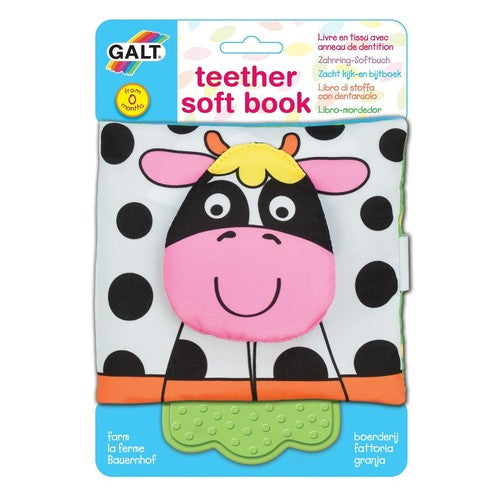Farm Animal Teether Soft Book with Crinkle Pages and Attachment Link