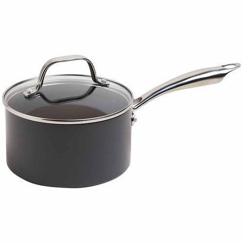 M&S Chef Hard Anodised 18cm Saucepan,Black Mix