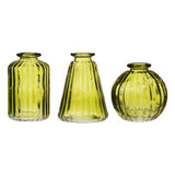 Sass Belle Olive Green Glass Bud Vases