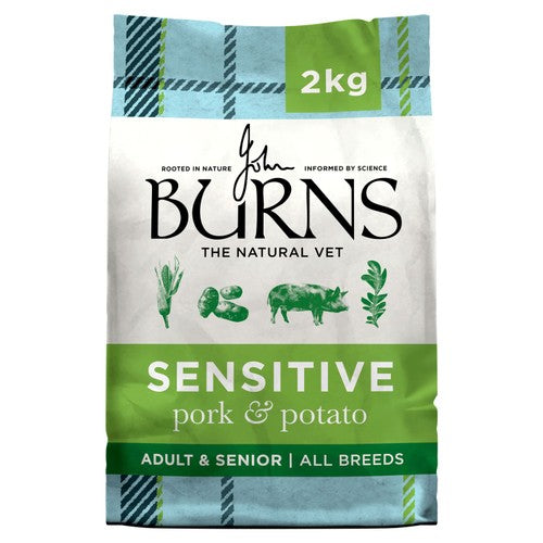 Burns Sensitive Adult Pork & Potato Dry Dog Food 2kg - British product