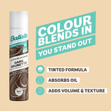 Batiste dark brunette coloured dry shampoo aerosol spray - British product