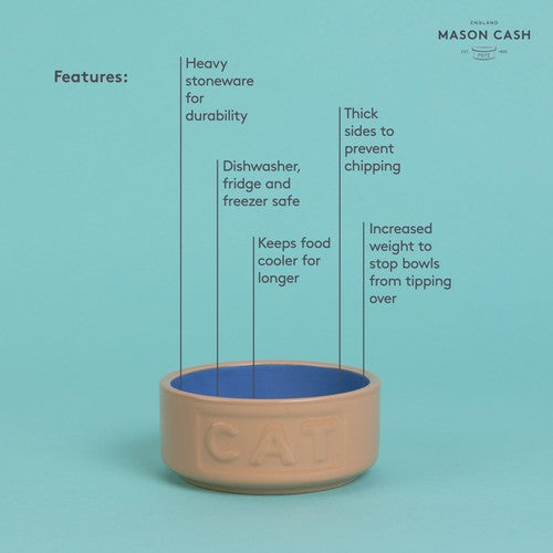 Mason Cash Cane/Blue Lettered cat bowl 13cm, imported from the UK