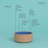Mason Cash Cane/Blue Lettered cat bowl 13cm, imported from the UK