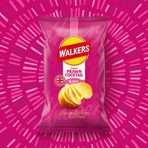 Walkers Prawn Cocktail Potato Crisps 6 Pack (British brand)